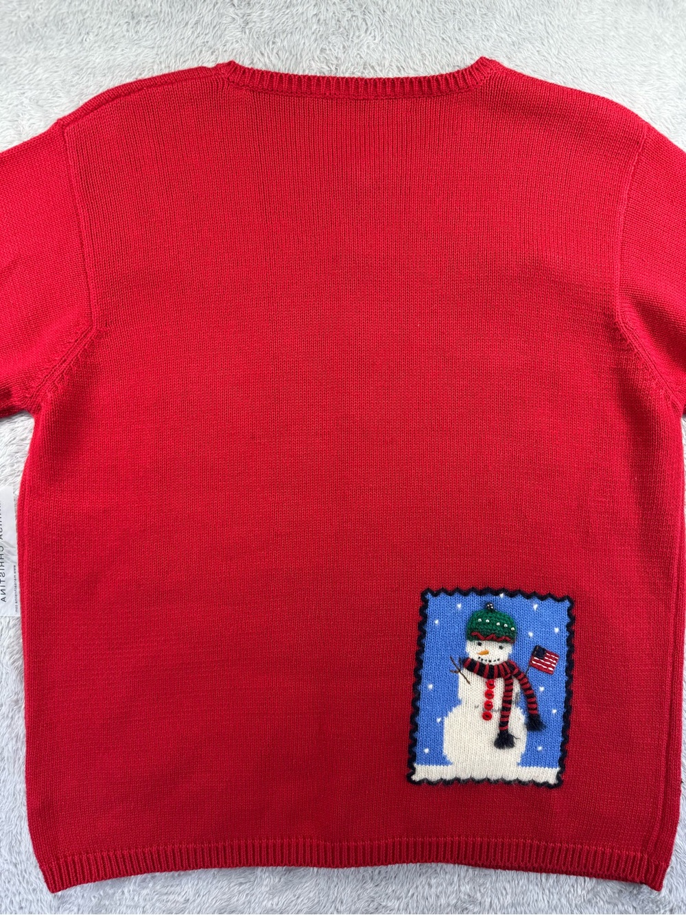 NWT Vintage Marisa Christina Christmas Snowman Patchwork Cardigan M - Picture 2 of 9